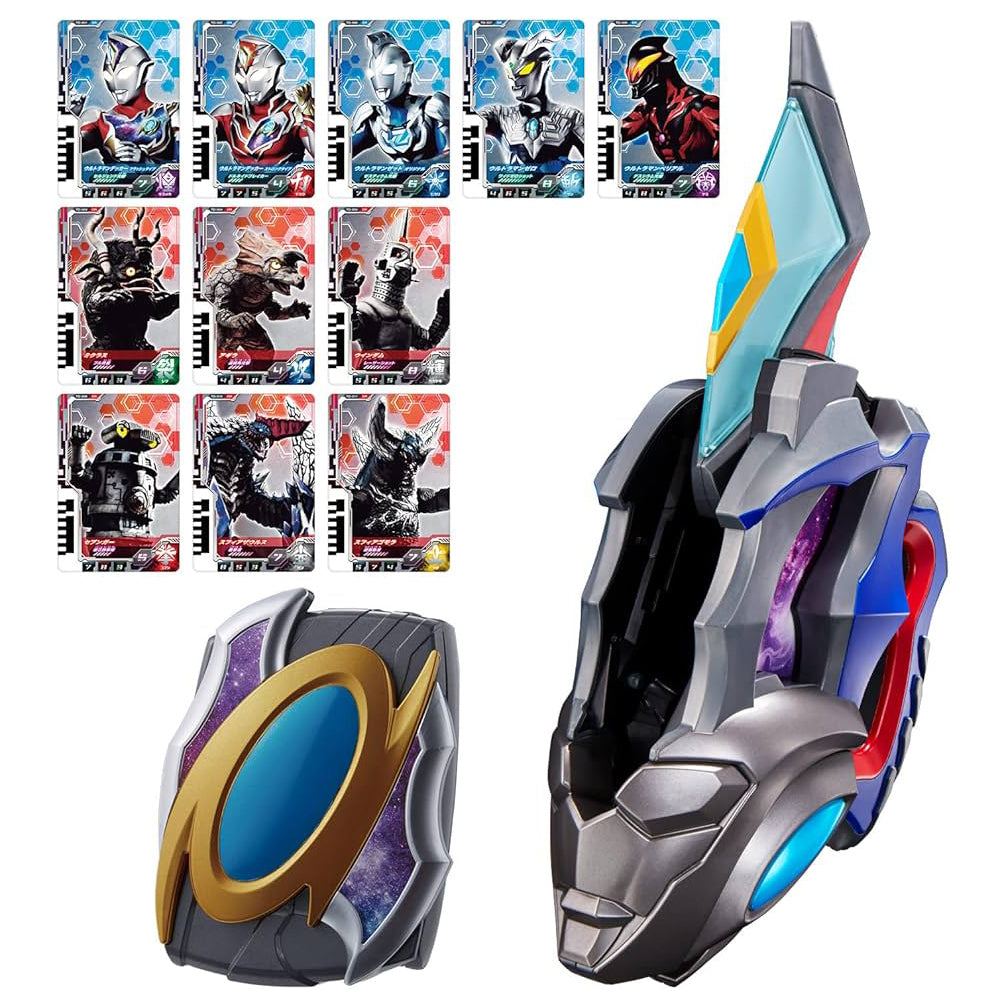 ULTRAMAN DECKER Ultimate DX Electronic Narikiri Set: ULTRA D-FLASHER, ULTRA DIMENSION CARDS (11), and ULTRA DIMENSION CARD HOLDER